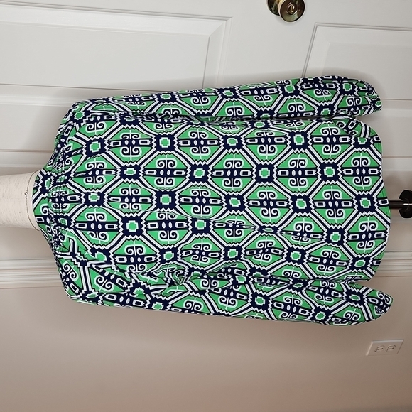 Macbeth Collection by Margaret Josephs Navy/Green/White Blouse Size S - Picture 7 of 12